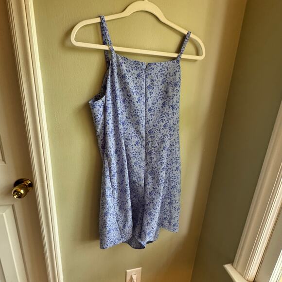 VTG Express Periwinkle Blue Mini Romper Skort Floral Spaghetti Strap Sz 11/12 - Picture 5 of 7